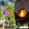 4th of July 2PCS Flag Solar Hot Air Balloon Lantern with Flame Flickering Light
